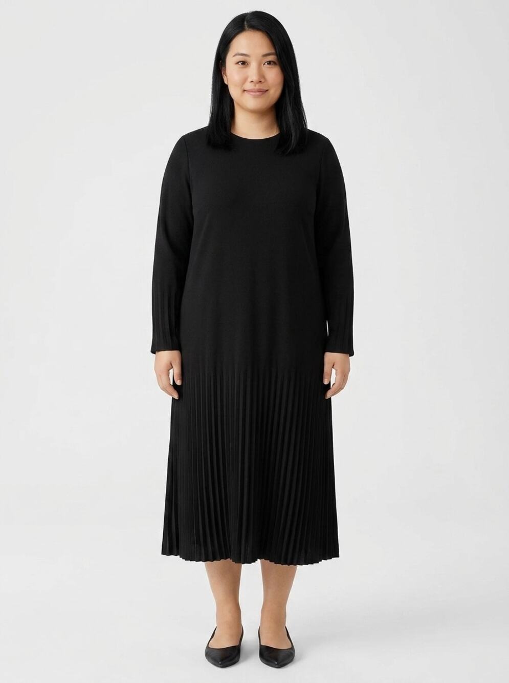 Ricki Cherr Made in USA Black Pleated Midi Dress Women Size XL